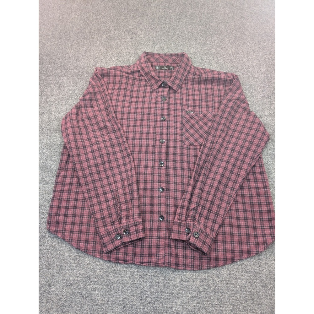 Volcom‎ Shirt Boys Size 12 Red Plaid Long Sleeve Button Front Flannel Casual
